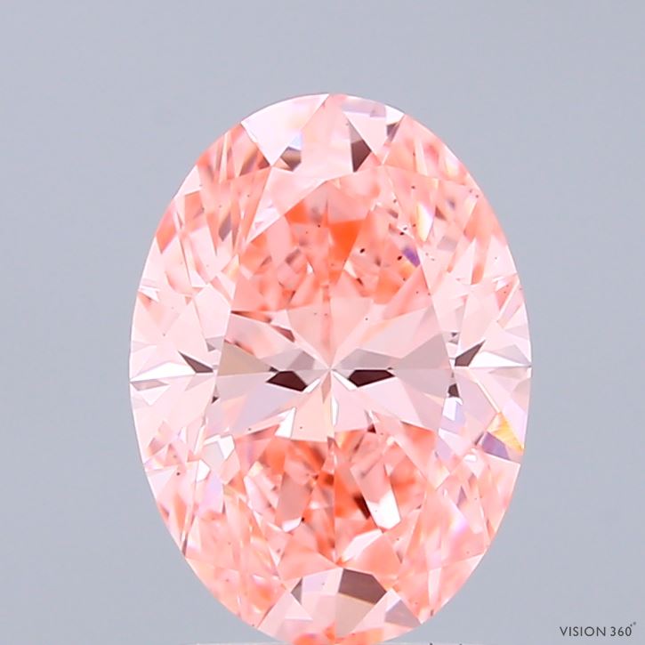 2.03 Carat Oval Shaped, Ideal Cut, FANCY VIVID PINK Color, VS1 Clarity, IGI Certified Lab Grown Diamond
