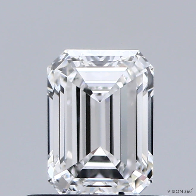 0.69 Carat Emerald Shaped, Ideal Cut, D Color, VVS2 Clarity, IGI Certified Lab Grown Diamond