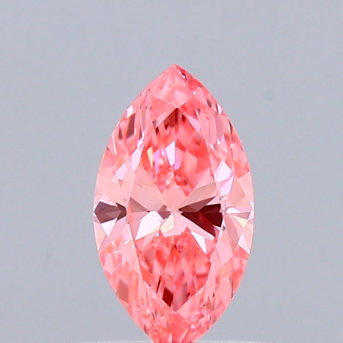 0.42 Carat Marquise Shaped, Ideal Cut, FANCY VIVID PINK Color, VS1 Clarity, IGI Certified Lab Grown Diamond