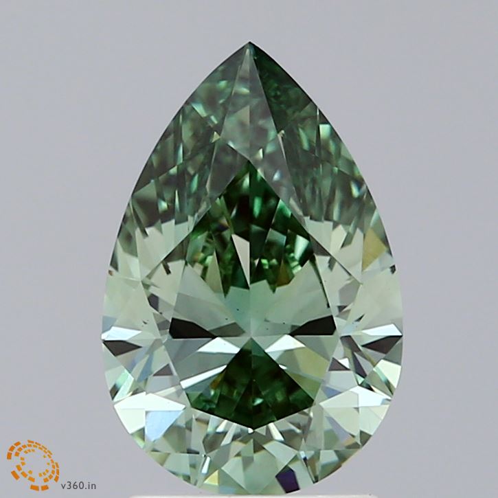2.02 Carat Pear Shaped, Ideal Cut, FANCY VIVID GREEN Color, VS1 Clarity, IGI Certified Lab Grown Diamond
