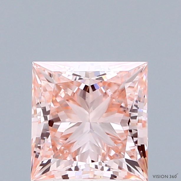 1.41 Carat Princess Shaped, Ideal Cut, FANCY INTENSE PINK Color, VS1 Clarity, IGI Certified Lab Grown Diamond