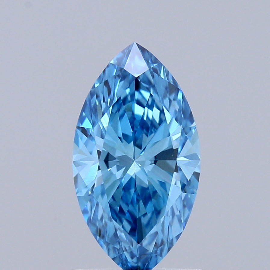 1.06 Carat Marquise Shaped, Ideal Cut, FANCY VIVID BLUE Color, VVS2 Clarity, IGI Certified Lab Grown Diamond