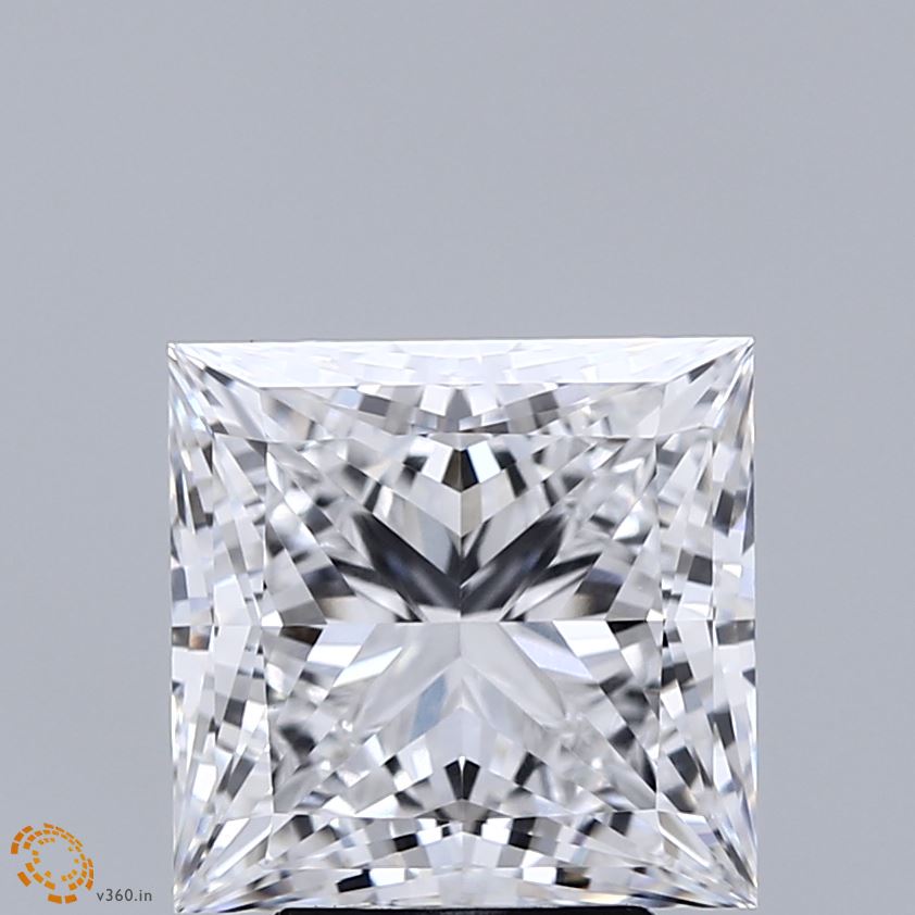 4.05 Carat Princess Shaped, Ideal Cut, D Color, VVS2 Clarity, IGI Certified Lab Grown Diamond