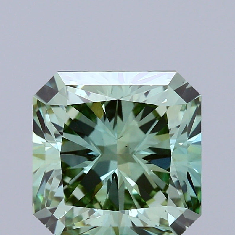 2.07 Carat Radiant Shaped, Ideal Cut, FANCY VIVID GREEN Color, VS2 Clarity, IGI Certified Lab Grown Diamond