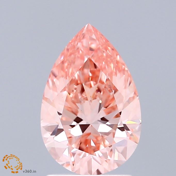 1.49 Carat Pear Shaped, Excellent Cut, FANCY VIVID PINK Color, VS1 Clarity, IGI Certified Lab Grown Diamond