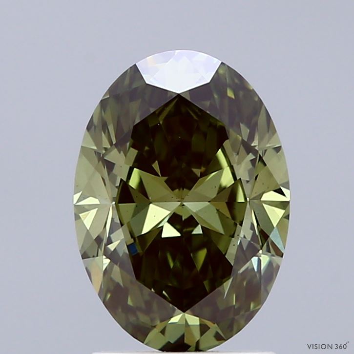 2.00 Carat Oval Shaped, Ideal Cut, FANCY VIVID GREEN Color, VS1 Clarity, IGI Certified Lab Grown Diamond