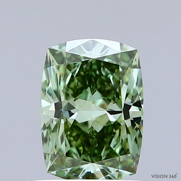 1.01 Carat Cushion Shaped, Ideal Cut, FANCY VIVID GREEN Color, VVS1 Clarity, IGI Certified Lab Grown Diamond