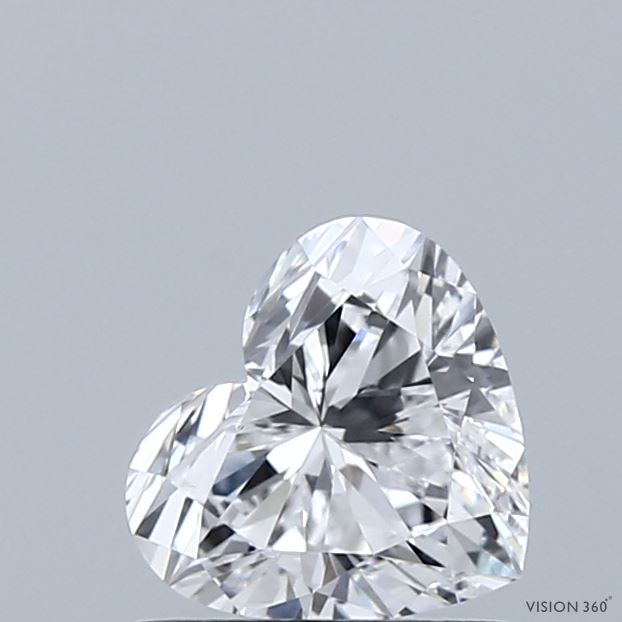0.91 Carat Heart Shaped, Ideal Cut, D Color, VVS2 Clarity, IGI Certified Lab Grown Diamond