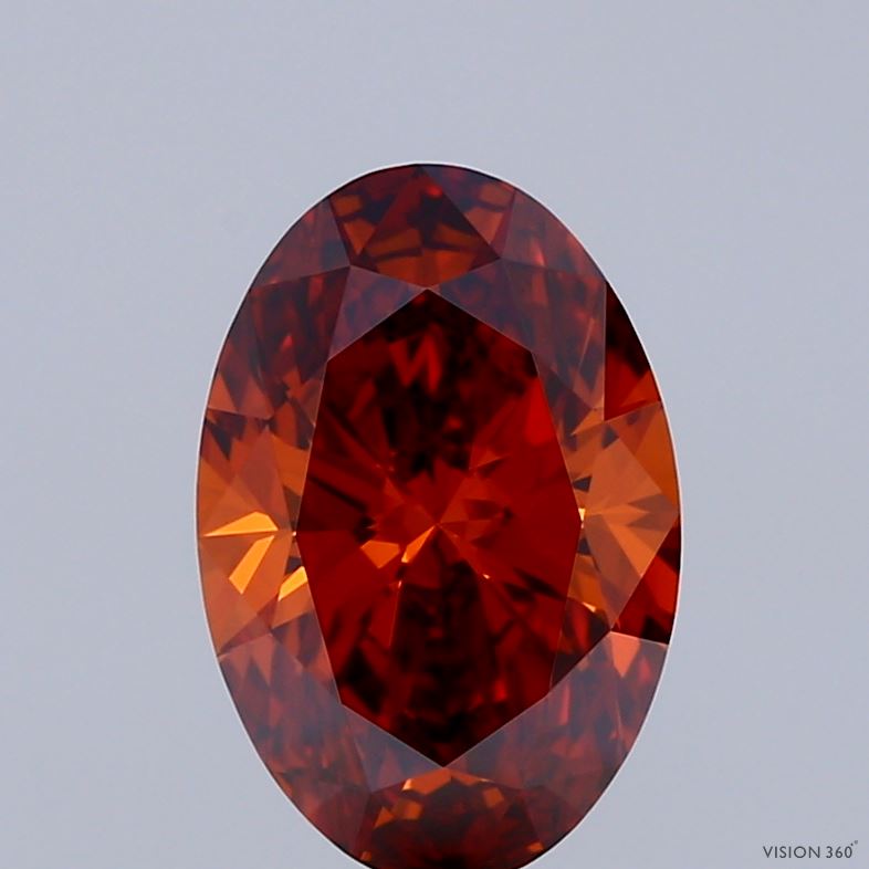 1.90 Carat Oval Shaped, Ideal Cut, FANCY DEEP ORANGE Color, VVS2 Clarity, IGI Certified Lab Grown Diamond