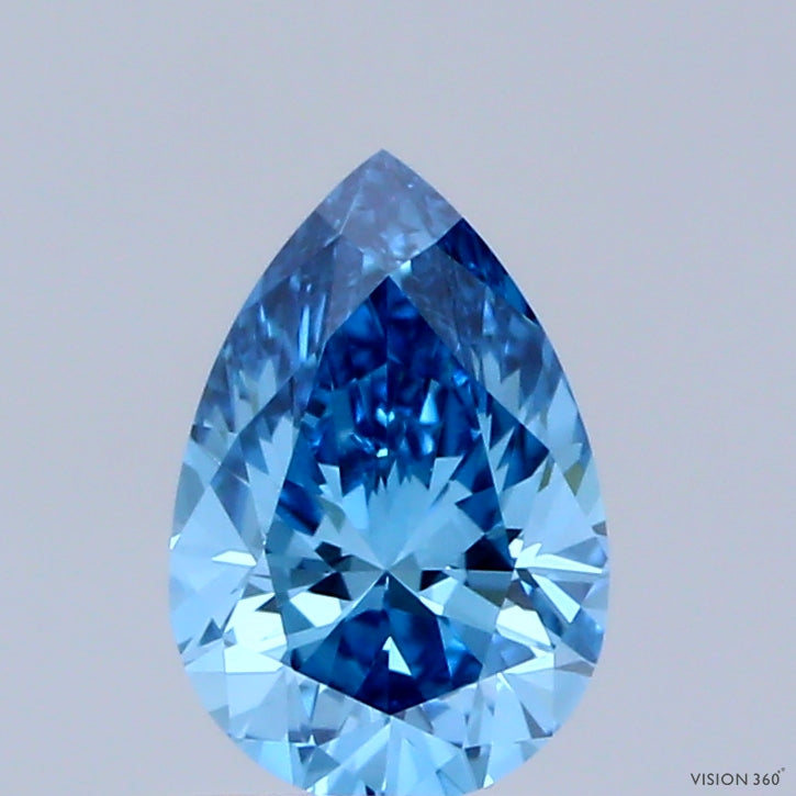 0.63 Carat Pear Shaped, Excellent Cut, FANCY VIVID BLUE Color, VVS2 Clarity, IGI Certified Lab Grown Diamond