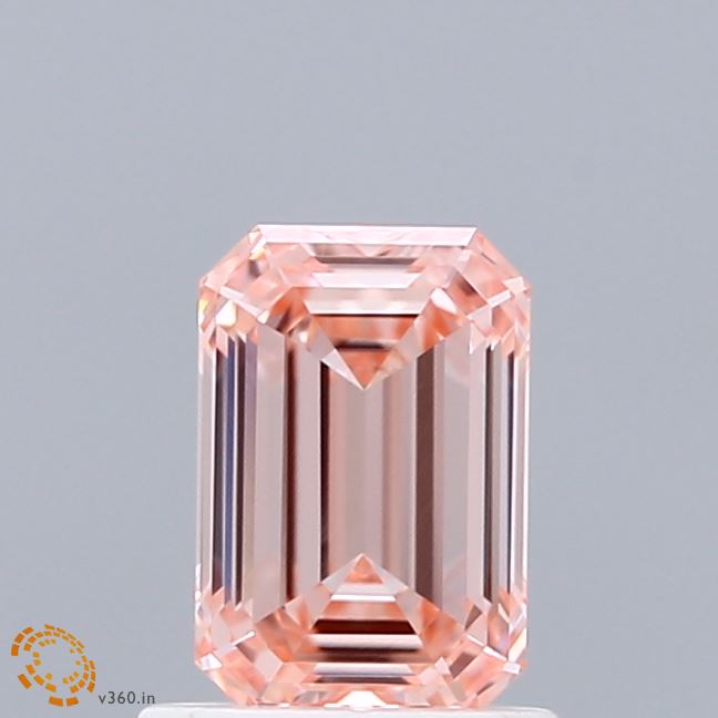 1.04 Carat Emerald Shaped, Ideal Cut, FANCY VIVID PINK Color, VVS1 Clarity, IGI Certified Lab Grown Diamond