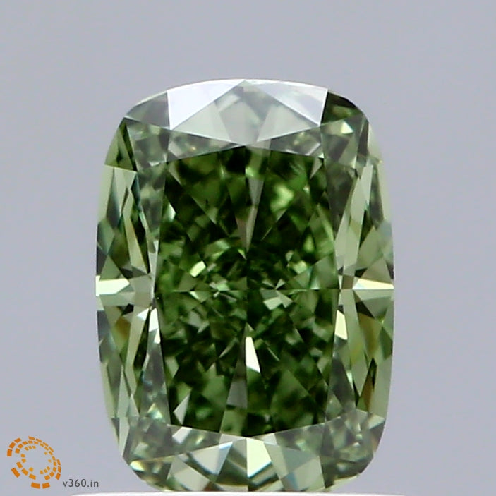 1.00 Carat Cushion Shaped, Ideal Cut, FANCY VIVID GREEN Color, VS1 Clarity, IGI Certified Lab Grown Diamond