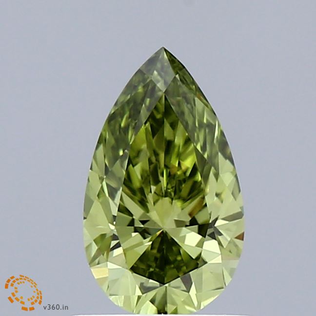 0.88 Carat Pear Shaped, Ideal Cut, FANCY VIVID GREEN Color, VVS2 Clarity, IGI Certified Lab Grown Diamond