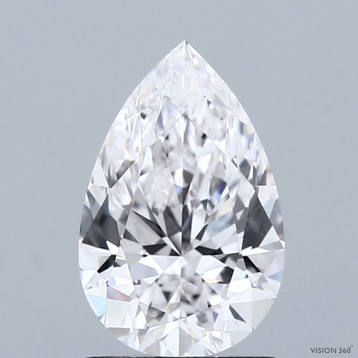 1.55 Carat Pear Shaped, Ideal Cut, E Color, VVS1 Clarity, IGI Certified Lab Grown Diamond
