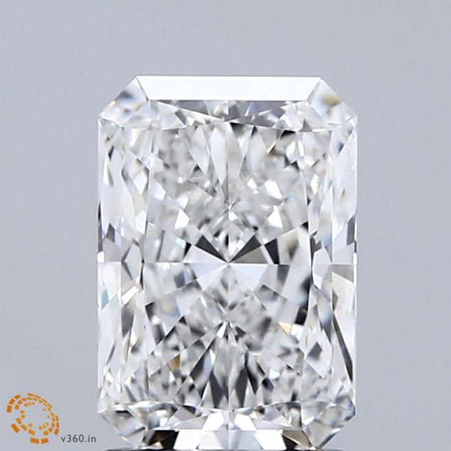 2.03 Carat Radiant Shaped, Ideal Cut, F Color, VVS2 Clarity, IGI Certified Lab Grown Diamond
