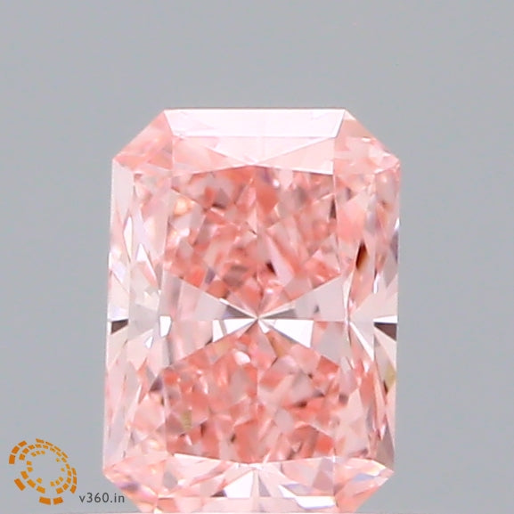 0.50 Carat Radiant Shaped, Excellent Cut, FANCY VIVID PINK Color, VVS2 Clarity, IGI Certified Lab Grown Diamond