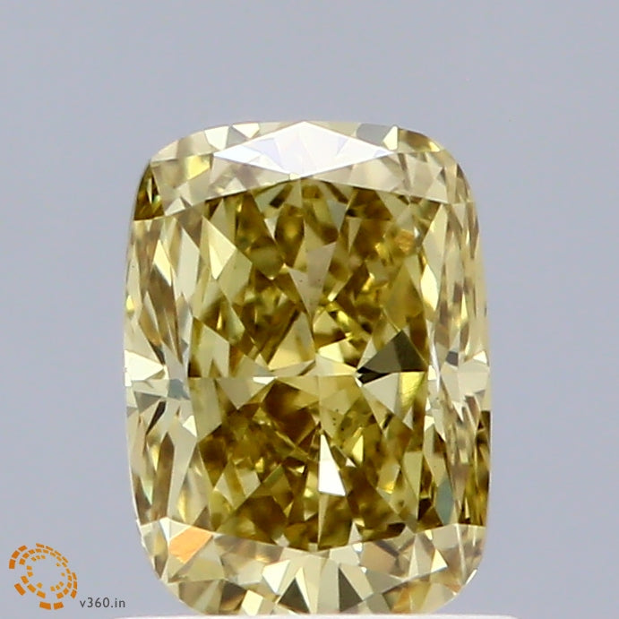 0.93 Carat Cushion Shaped, Excellent Cut, FANCY INTENSE YELLOW Color, VVS2 Clarity, IGI Certified Lab Grown Diamond