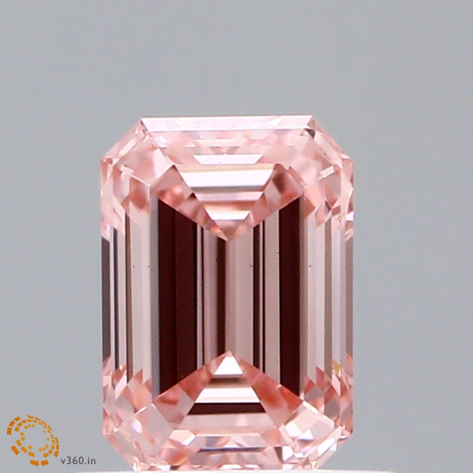 0.78 Carat Emerald Shaped, Ideal Cut, FANCY INTENSE PINK Color, VS1 Clarity, IGI Certified Lab Grown Diamond