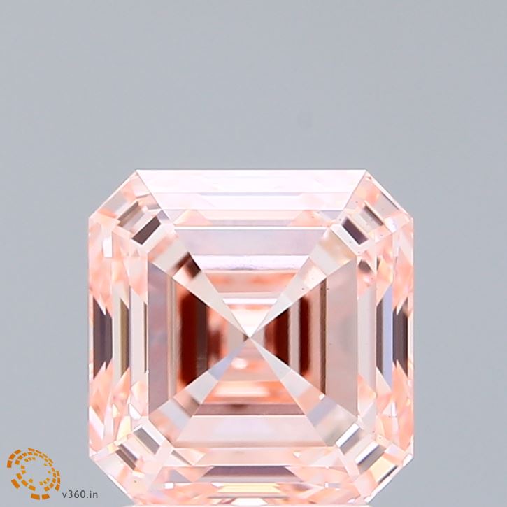 2.94 Carat Asscher Shaped, Ideal Cut, FANCY INTENSE PINK Color, VS1 Clarity, IGI Certified Lab Grown Diamond