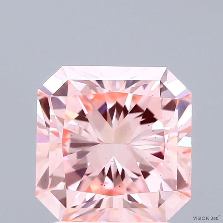 2.58 Carat Radiant Shaped, Ideal Cut, FANCY VIVID PINK Color, VS2 Clarity, IGI Certified Lab Grown Diamond