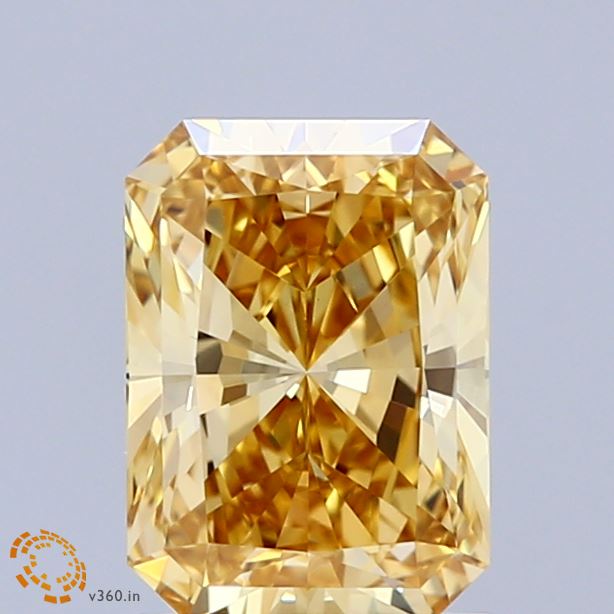 1.68 Carat Radiant Shaped, Ideal Cut, FANCY INTENSE YELLOW Color, VVS2 Clarity, IGI Certified Lab Grown Diamond