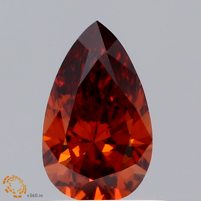0.49 Carat Pear Shaped, Ideal Cut, FANCY DEEP ORANGE Color, VS1 Clarity, IGI Certified Lab Grown Diamond