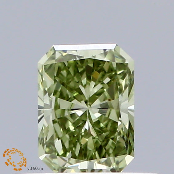 0.41 Carat Radiant Shaped, Excellent Cut, FANCY VIVID GREEN Color, VS1 Clarity, IGI Certified Lab Grown Diamond