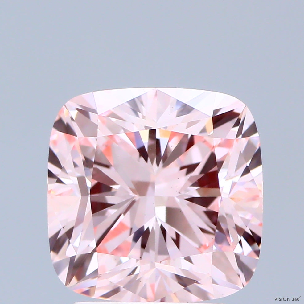 3.02 Carat Cushion Shaped, Ideal Cut, FANCY INTENSE PINK Color, VS1 Clarity, IGI Certified Lab Grown Diamond