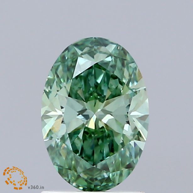 1.03 Carat Oval Shaped, Ideal Cut, FANCY VIVID GREEN Color, VVS2 Clarity, IGI Certified Lab Grown Diamond