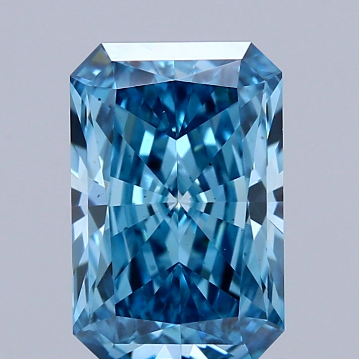 1.38 Carat Radiant Shaped, Ideal Cut, FANCY VIVID BLUE Color, VS1 Clarity, IGI Certified Lab Grown Diamond