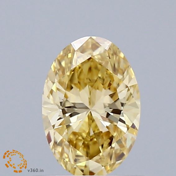 0.70 Carat Oval Shaped, Ideal Cut, FANCY INTENSE YELLOW Color, VVS2 Clarity, IGI Certified Lab Grown Diamond