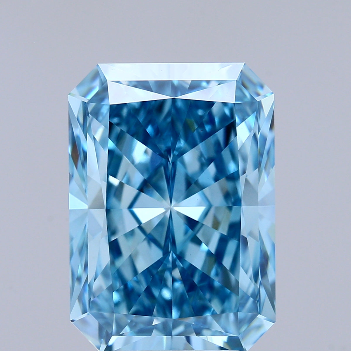 6.02 Carat Radiant Shaped, Ideal Cut, FANCY VIVID BLUE Color, VS1 Clarity, IGI Certified Lab Grown Diamond