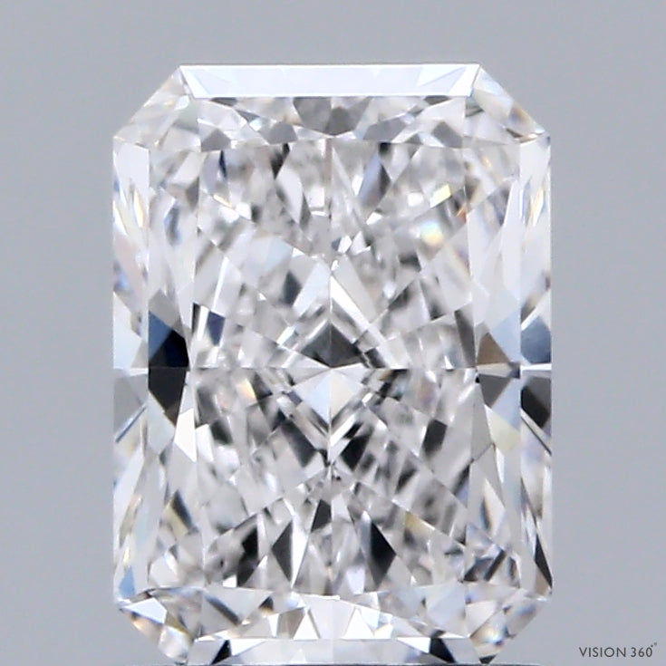 1.50 Carat Radiant Shaped, Ideal Cut, F Color, VVS2 Clarity, IGI Certified Lab Grown Diamond