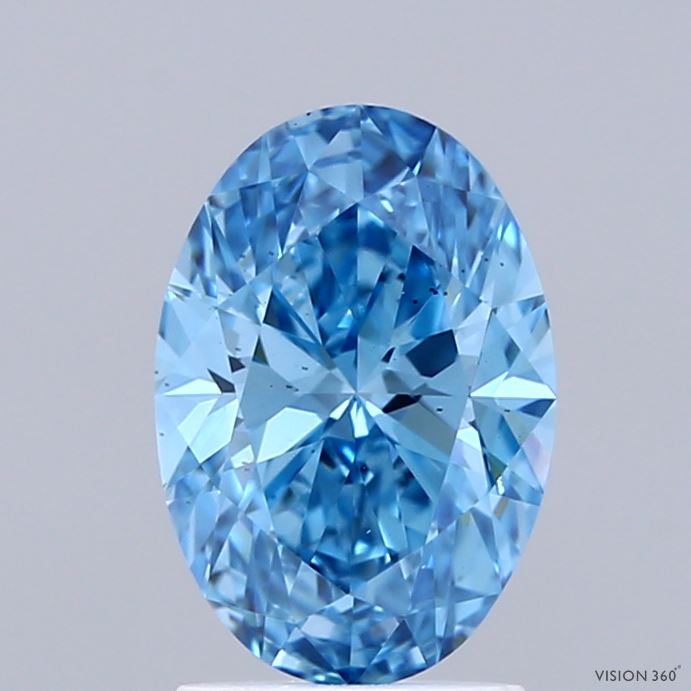 1.50 Carat Oval Shaped, Ideal Cut, FANCY VIVID BLUE Color, VS2 Clarity, IGI Certified Lab Grown Diamond