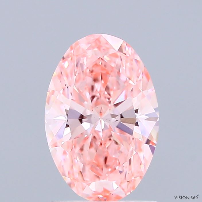 1.41 Carat Oval Shaped, Ideal Cut, FANCY VIVID PINK Color, VS2 Clarity, IGI Certified Lab Grown Diamond