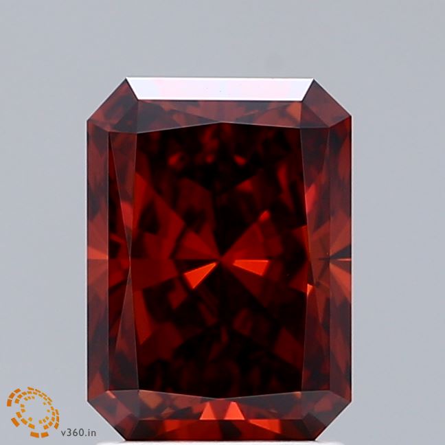 2.10 Carat Radiant Shaped, Ideal Cut, FANCY DEEP ORANGE Color, VS1 Clarity, IGI Certified Lab Grown Diamond