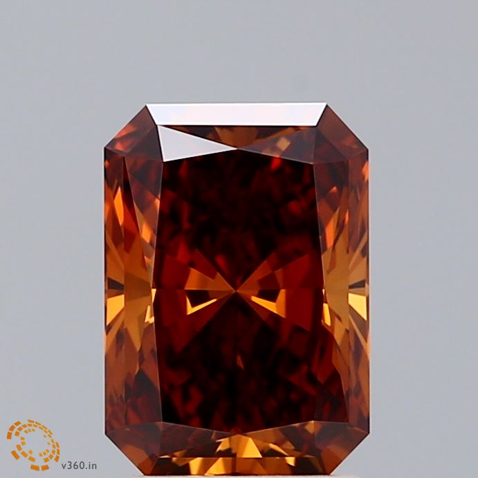 2.03 Carat Radiant Shaped, Ideal Cut, FANCY DEEP ORANGE Color, VVS2 Clarity, IGI Certified Lab Grown Diamond