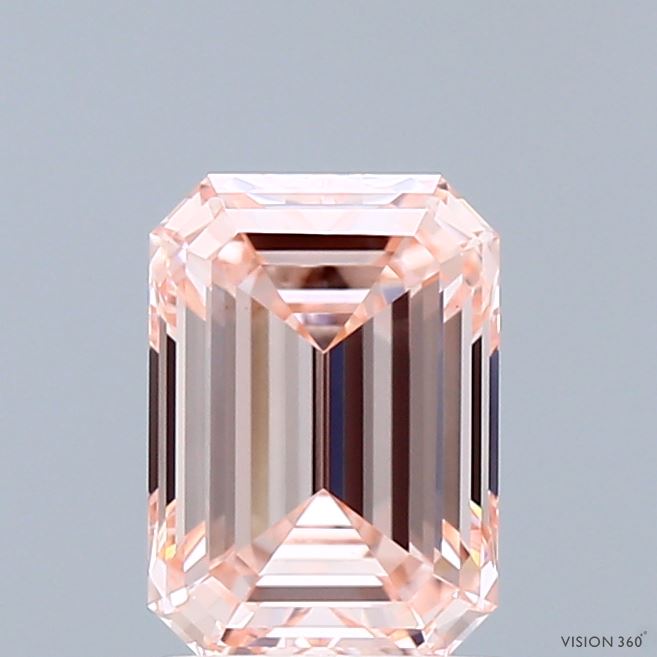 1.40 Carat Emerald Shaped, Ideal Cut, FANCY PINK Color, VVS2 Clarity, IGI Certified Lab Grown Diamond
