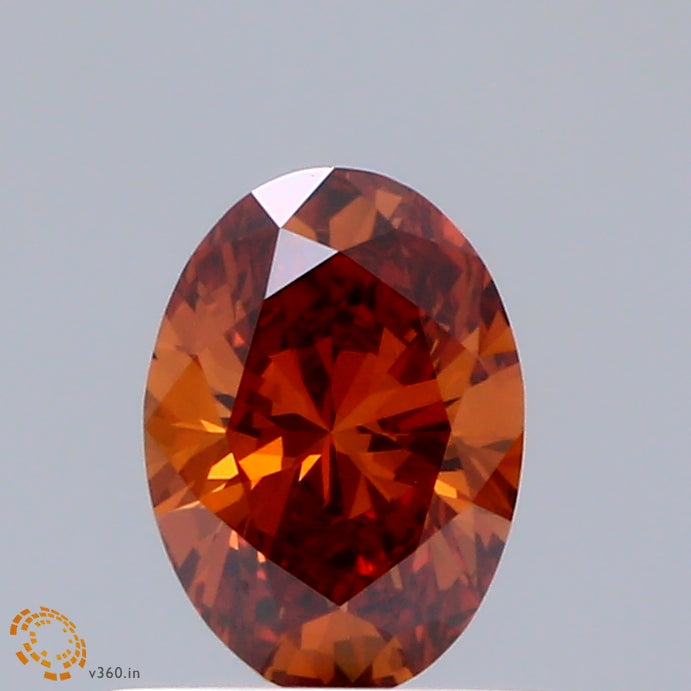 0.53 Carat Oval Shaped, Excellent Cut, FANCY VIVID ORANGE Color, VVS2 Clarity, IGI Certified Lab Grown Diamond