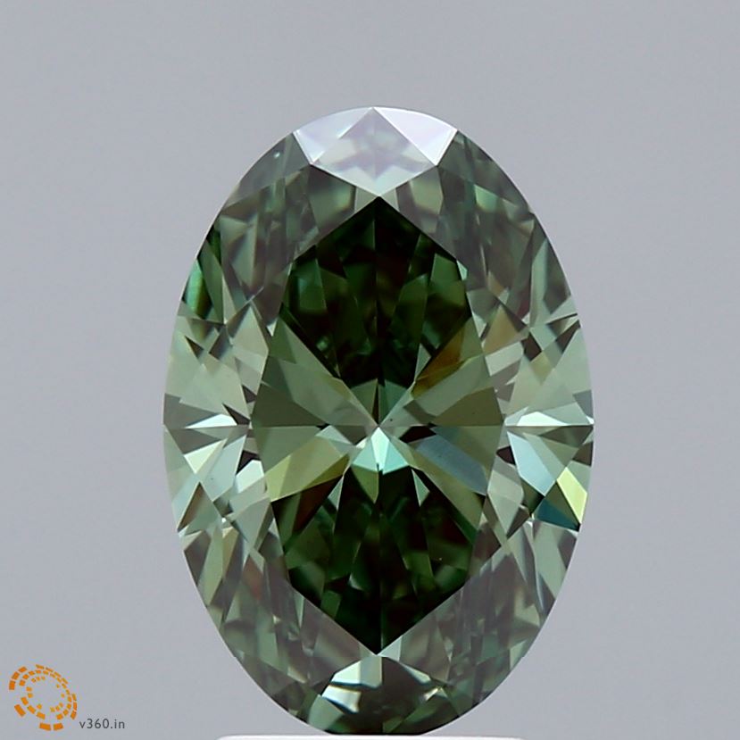 2.52 Carat Oval Shaped, Ideal Cut, FANCY VIVID GREEN Color, VVS2 Clarity, IGI Certified Lab Grown Diamond