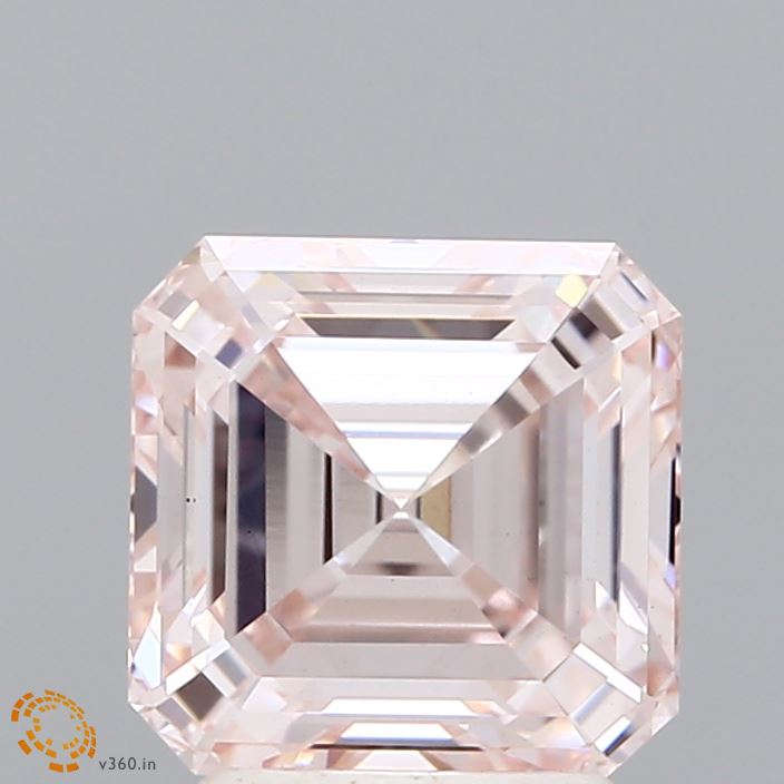 2.53 Carat Asscher Shaped, Ideal Cut, FANCY LIGHT PINK Color, VS1 Clarity, IGI Certified Lab Grown Diamond