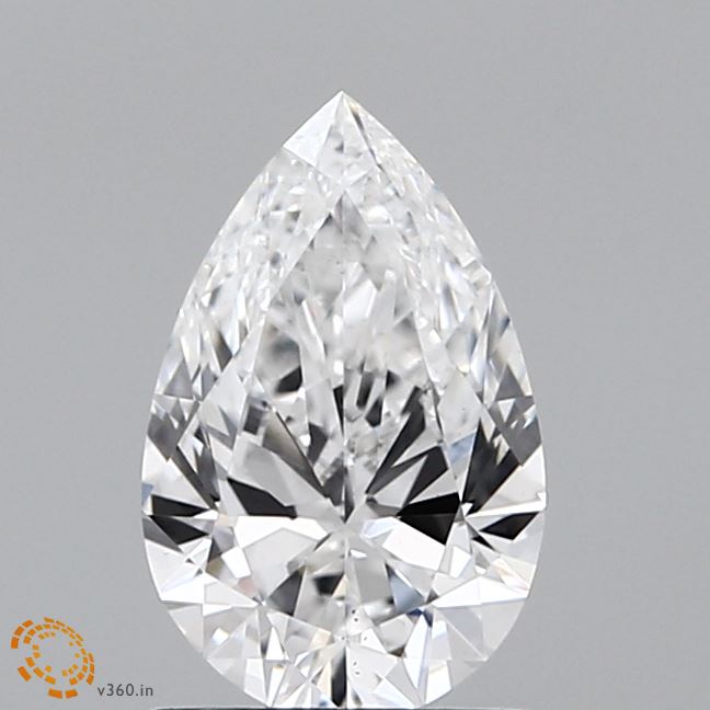 0.97 Carat Pear Shaped, Ideal Cut, D Color, VS1 Clarity, IGI Certified Lab Grown Diamond