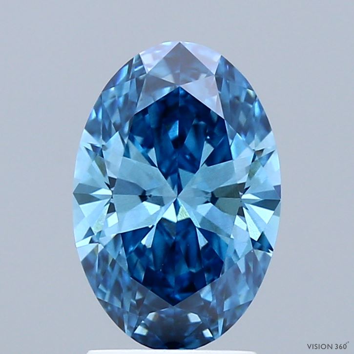1.64 Carat Oval Shaped, Ideal Cut, FANCY VIVID BLUE Color, VS1 Clarity, IGI Certified Lab Grown Diamond