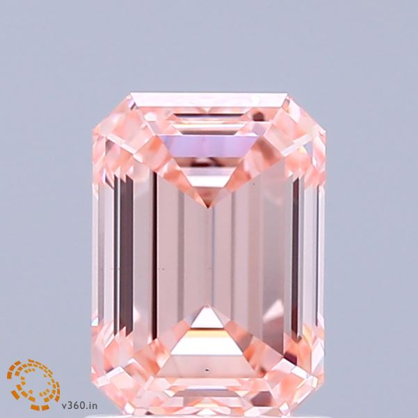 1.53 Carat Emerald Shaped, Ideal Cut, FANCY INTENSE PINK Color, VS1 Clarity, IGI Certified Lab Grown Diamond