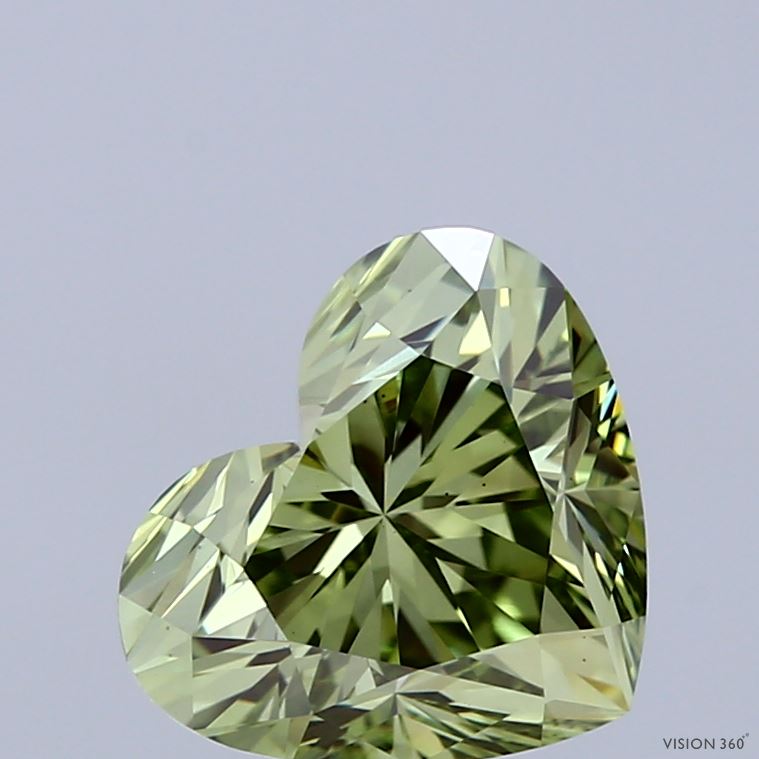 2.36 Carat Heart Shaped, Ideal Cut, FANCY VIVID GREEN Color, VS1 Clarity, IGI Certified Lab Grown Diamond