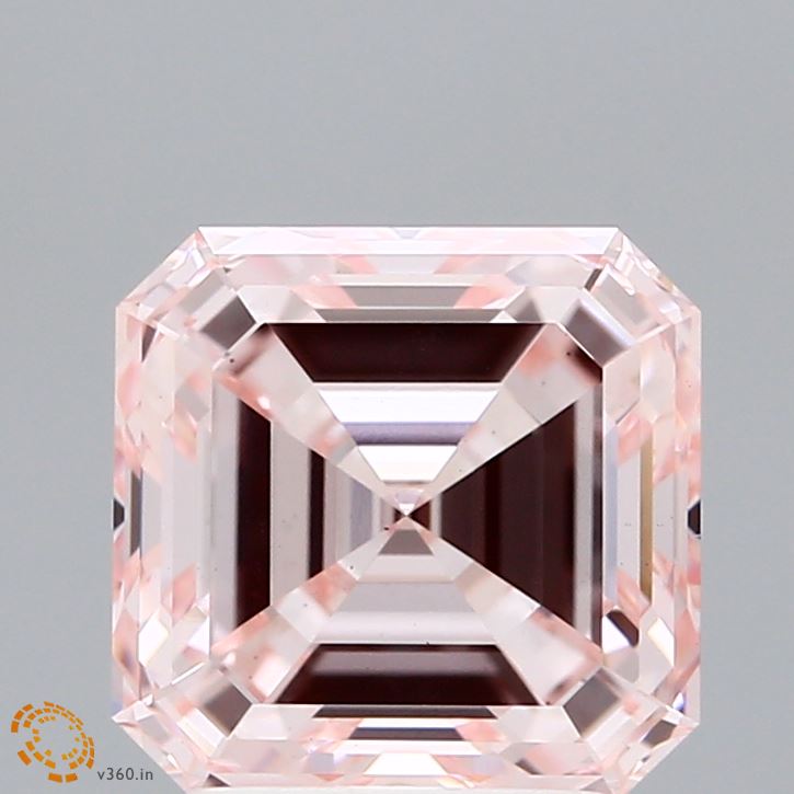 3.14 Carat Asscher Shaped, Ideal Cut, FANCY INTENSE PINK Color, VS1 Clarity, IGI Certified Lab Grown Diamond