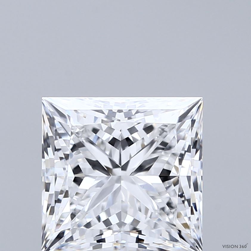 3.66 Carat Princess Shaped, Ideal Cut, E Color, VVS2 Clarity, IGI Certified Lab Grown Diamond