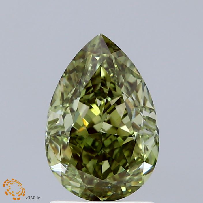 2.02 Carat Pear Shaped, Excellent Cut, FANCY INTENSE GREEN Color, VS1 Clarity, IGI Certified Lab Grown Diamond
