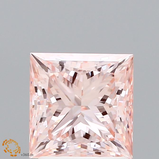 2.03 Carat Princess Shaped, Ideal Cut, FANCY INTENSE PINK Color, VS1 Clarity, IGI Certified Lab Grown Diamond