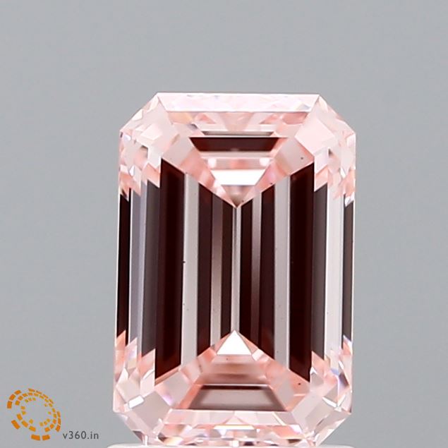 1.45 Carat Emerald Shaped, Ideal Cut, FANCY INTENSE PINK Color, VS1 Clarity, IGI Certified Lab Grown Diamond